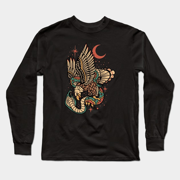 Retro Eagle and Snake Battle Long Sleeve T-Shirt by SLAG_Creative